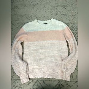 Aqua, size small, pink and white ombré sweater
